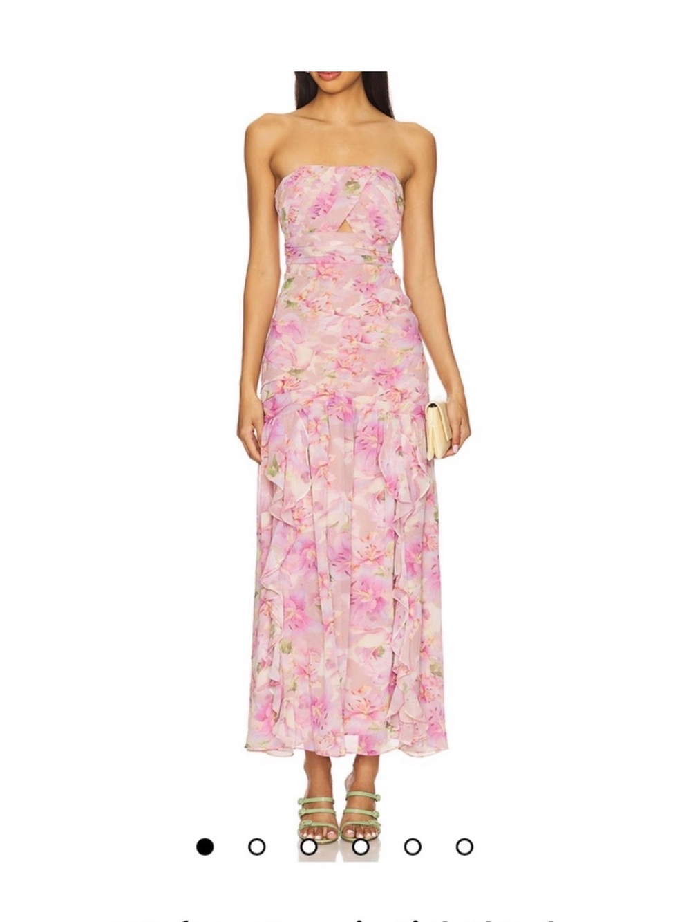 Astr Strapless Pink Floral Maxi Dress